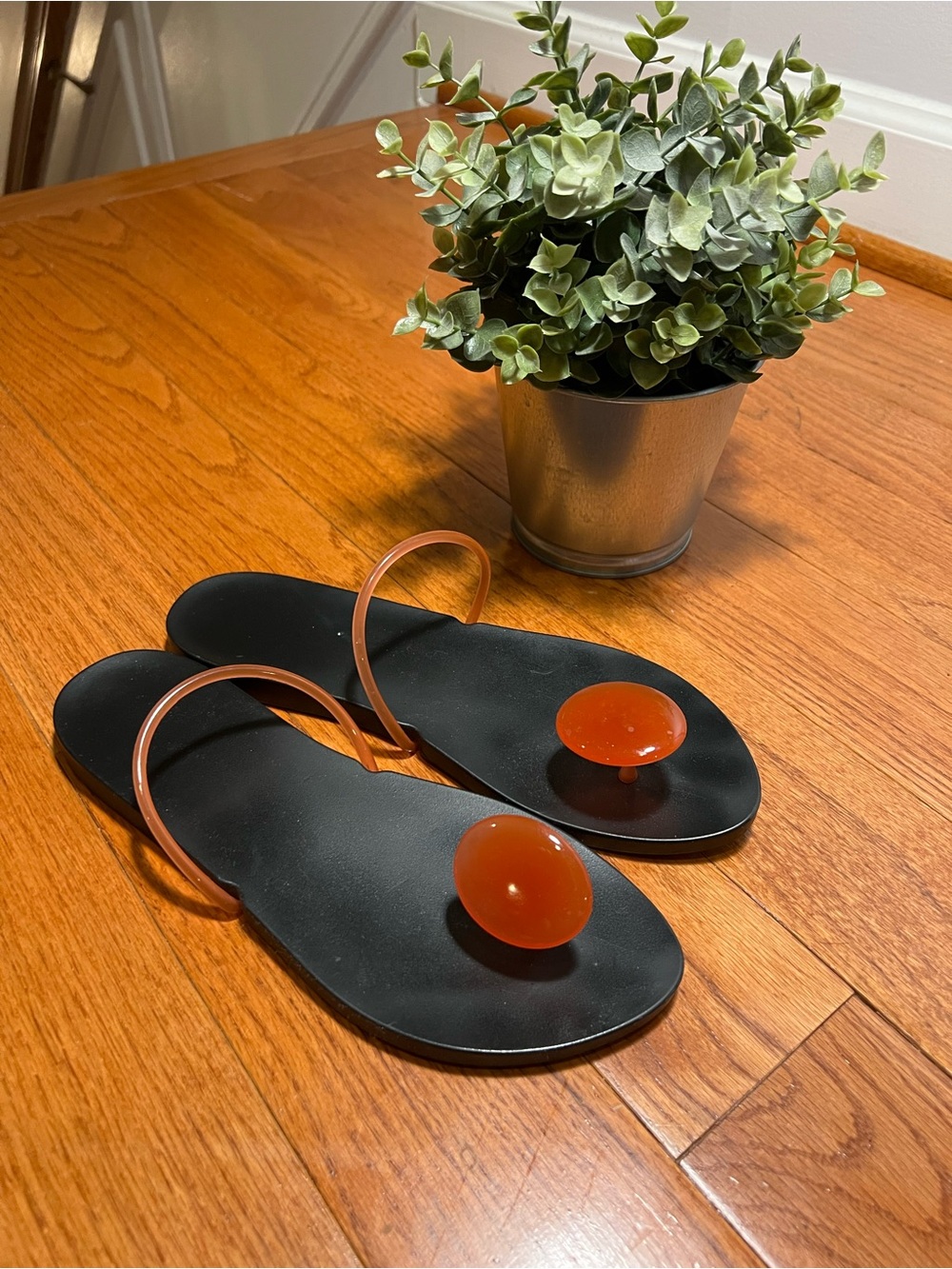Ipanema Black Sandals with Orange Accents